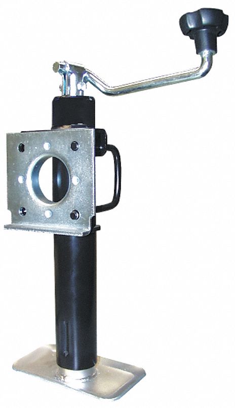 ROUND TUBE SWIVEL MOUNT JACK,TOP WIND,5000LB LIFT CAPACITY,BLACK,15 IN H/10 IN LIFT,STEEL/ENAMEL