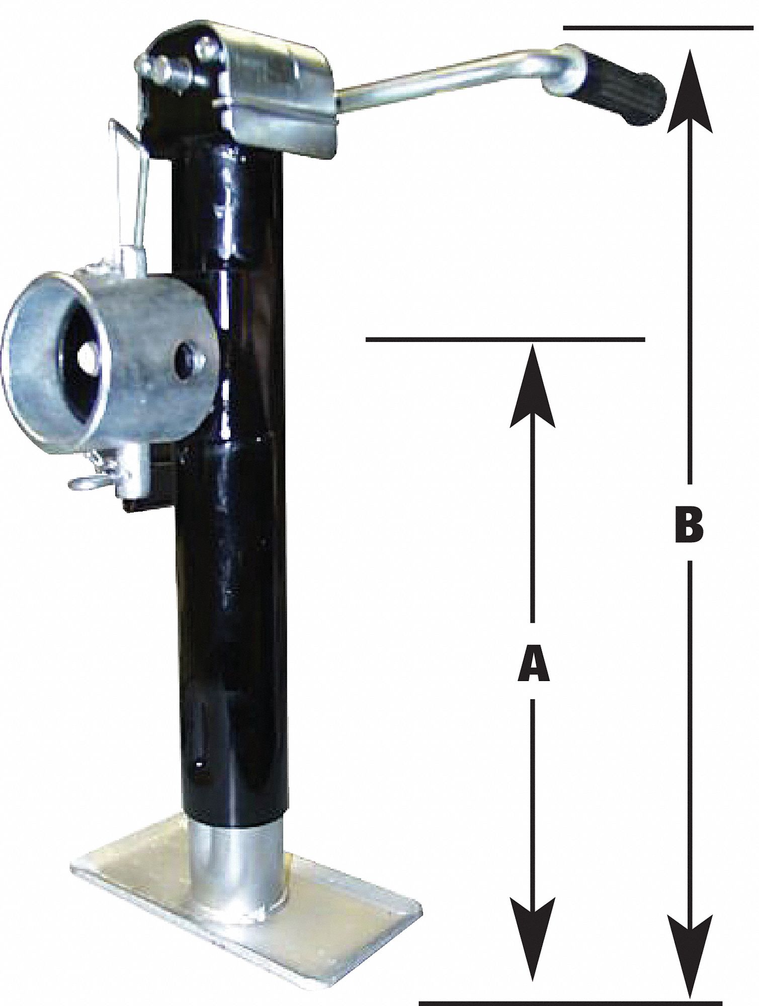 ROUND TUBE MOUNT JACK, SIDE WIND, 5000 LB LIFT CAPACITY, BLACK, 22 IN H/15 IN LIFT, STEEL/ENAMEL