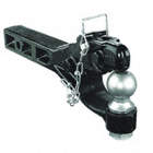 COMBINATION PINTLE HOOK, W/LOCK PIN/CHAIN, SOLID SHANK, 2 IN RECEIVER, 2 IN BALL DIA, BLK, STEEL