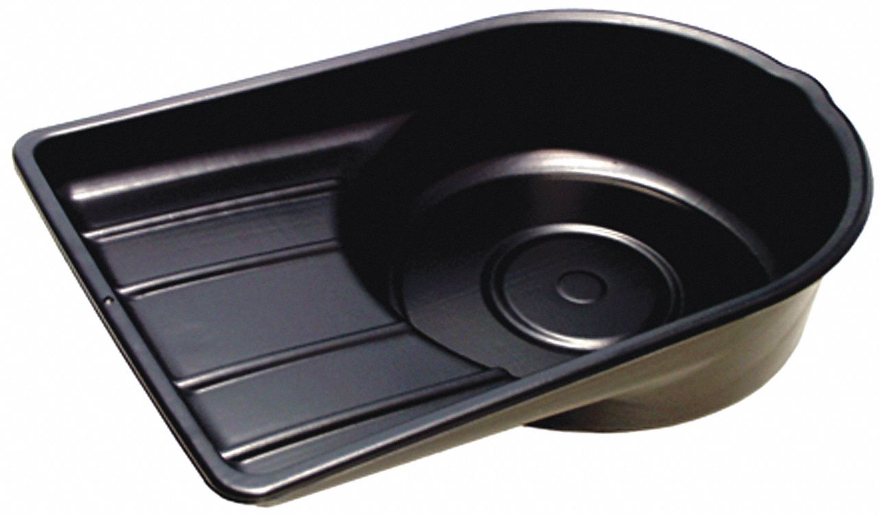 DRAIN PAN, BLACK, 32 X 21 1/2 IN W, 24 LITRE/6.34 GALLON CAP, HIGH-DENSITY POLYETHYLENE