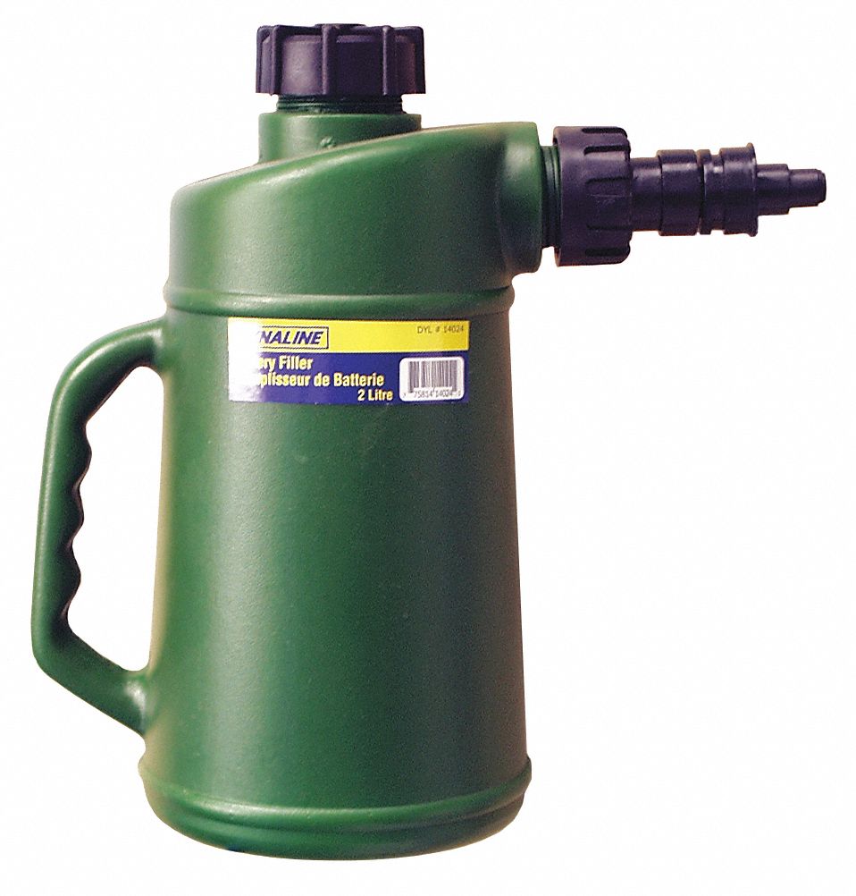 BATTERY FILLER, AUTOMATIC SHUT OFF, CAPACITY 64, SAFETY NOZZLE, 2 L, POLYETHYLENE