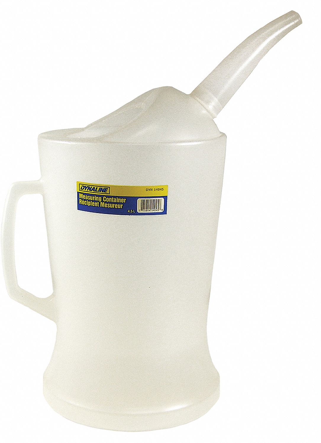 MEASURING CONTAINER, FLEXIBLE, DENT/SPARK/RUST-PROOF, REMOVABLE SPOUT, WET/DRY, 4.5 L, POLYETHYLENE