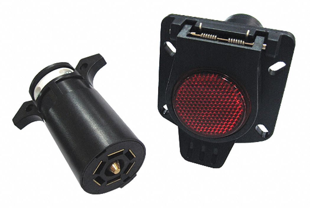 PLUG AND SOCKET WITH COVER, 7-WAY PLUG, SOCKET