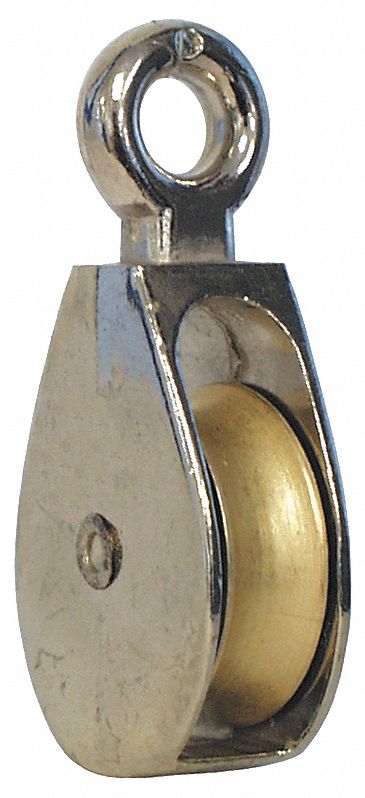 AWNING PULLEY, SINGLE FIXED, 110 LB WLL, 1 IN DIA/1/4 ROPE DIA/1/4 IN EYE DIA, DIE-CAST, CA 2