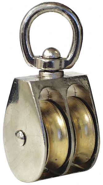 AWNING PULLEY, DOUBLE SWIVEL, 110 LB WLL, 1 IN DIA/1/4 IN ROPE DIA/7/16 IN EYE DIA, DIE-CAST, CA 2