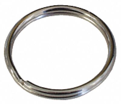 KEY RING, SPLIT, D RING, SILVER, 1 IN, 27/32 IN, STEEL, ZINC PLATED FINISH