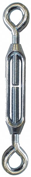 TURNBUCKLE, HOOK & EYE, 120 LBS, 4 1/2 IN, 3/16'', ZINC PLATED STEEL