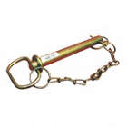 HITCH PIN, FOLDING HANDLE, W/CHAINED LYNCH PIN, YLW ZINC-PLATED, 6 1/4 IN L/1 1/4 IN PIN DIA, STEEL