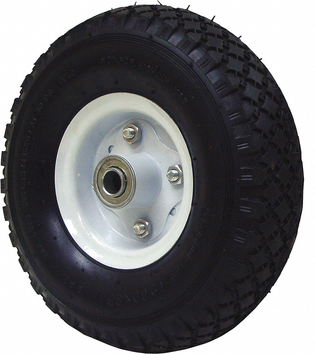 PNEUMATIC OUTDOOR WHEEL, BLACK, 10.4 IN TIRE SIZE, 260 LB LOAD RATING, JAG TREAD