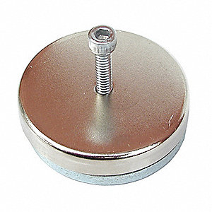 SHALLOW POT MAGNET W BOLT AND NUT, 1.2 X 1.2 X 1.19, 1.2 IN DIA, CERAMIC/NICKEL/STEEL