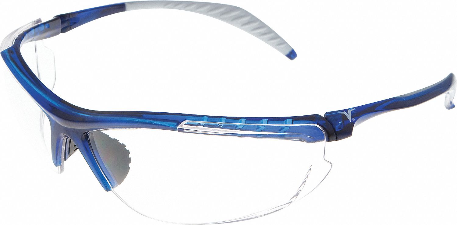 LUNETTES SÉCURITÉ, ANSI/CSA, RÉSISTANTES RAYURES/PROTECTION ANTI-UV, BLEU TRANSLUCIDE, PLASTIQUE/PC