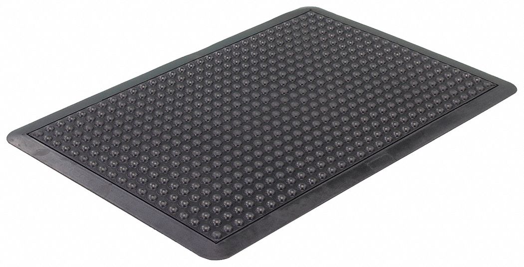 ANTIFATIGUE MAT, BUBBLE, RECTANGULAR, BEVELLED EDGE, INDIVIDUAL,BLK/YLW, 3X2 FT, 5/8IN THICK, RUBBER