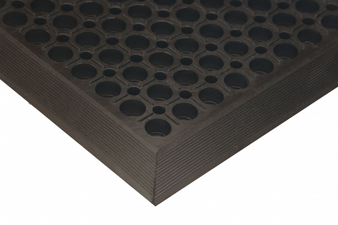 ANTIFATIGUE MAT, HEAVY DUTY, SLIP-RESIST, INDIVIDUAL, BLACK, 3X5FT, 7/8 IN THICK, RUBBER