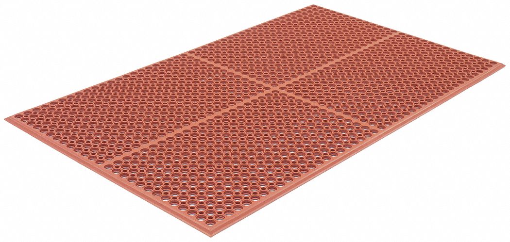 ANTIFATIGUE MAT,GREASE PROOF,BEVELLED EDGE,BURNT ORANGE,5X3FT,1/2 IN THICK,NITRILE/RECYCLED RUBBER