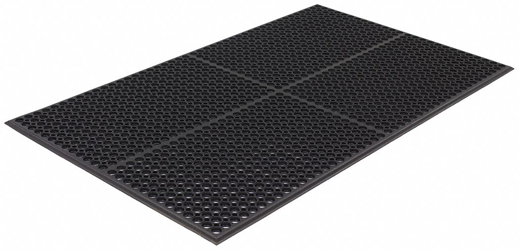 ANTIFATIGUE MAT,GREASE PROOF,BEVELLED EDGE,BLACK,5X3FT,1/2 IN THICK,NITRILE/RECYCLED RUBBER