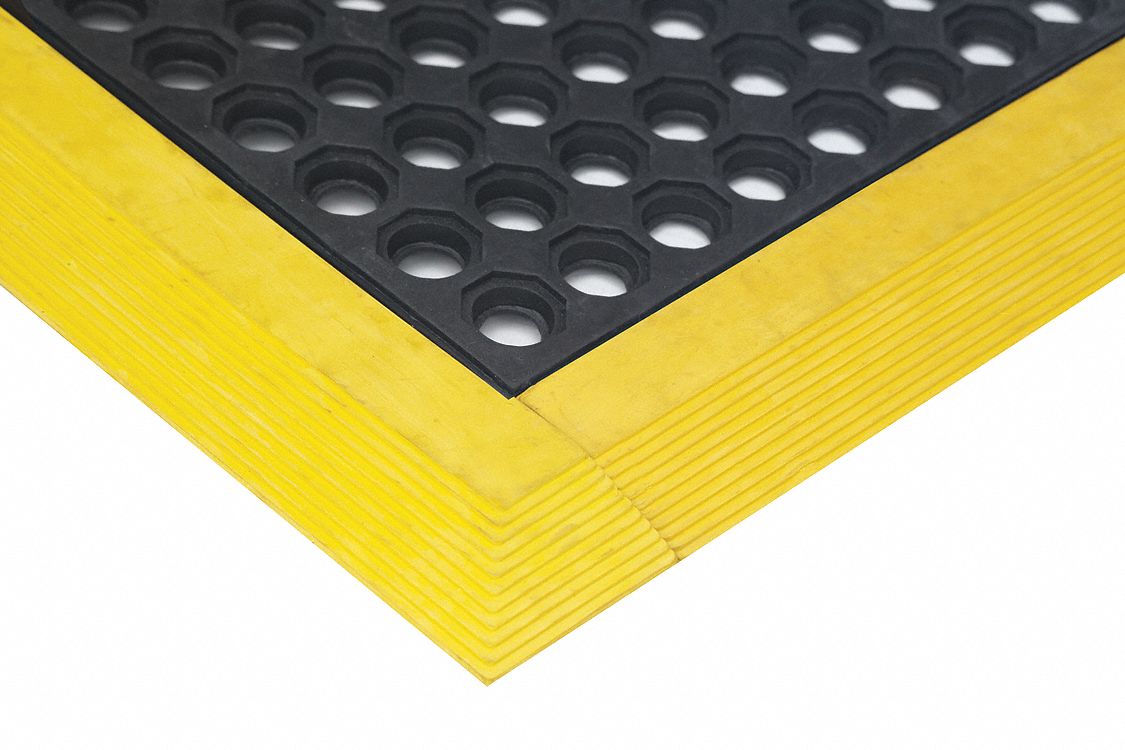 STAND EASY OPEN TOP ANTIFATIGUE MAT, 3 X 3FT, RUBBER SURFACE, ⅝ IN THICK, BLACK