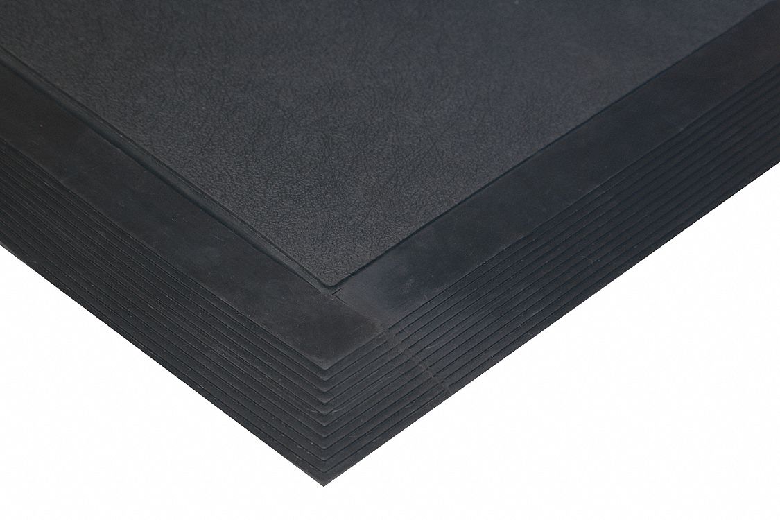 STAND EASY SOLID TOP ANTIFATIGUE MAT, 3X3FT, RUBBER SURFACE, 3 FT, ⅝ IN THICK, BLACK