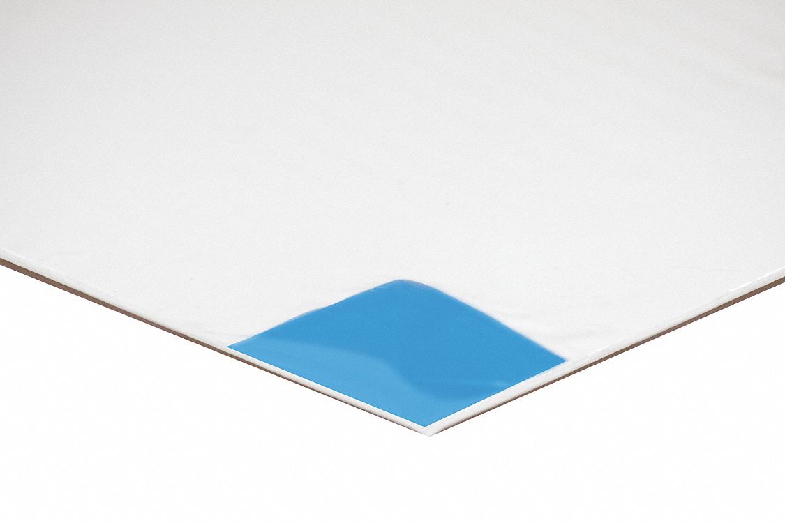 CLEAN ROOM MAT, SELF-ADHERING, WHT, 47 X 18 IN/1/8 IN THICK, PE FILM W/ADHESIVE, 30 SHEETS/PK(MAT)