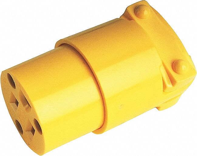 CONNECTEURPOLARISÉ,LAME DROITE,3 FILS,15A/125V,JAUNE,CORDON DIA6.35-16.64 MM,VINYLE THERMOPLASTIQUE