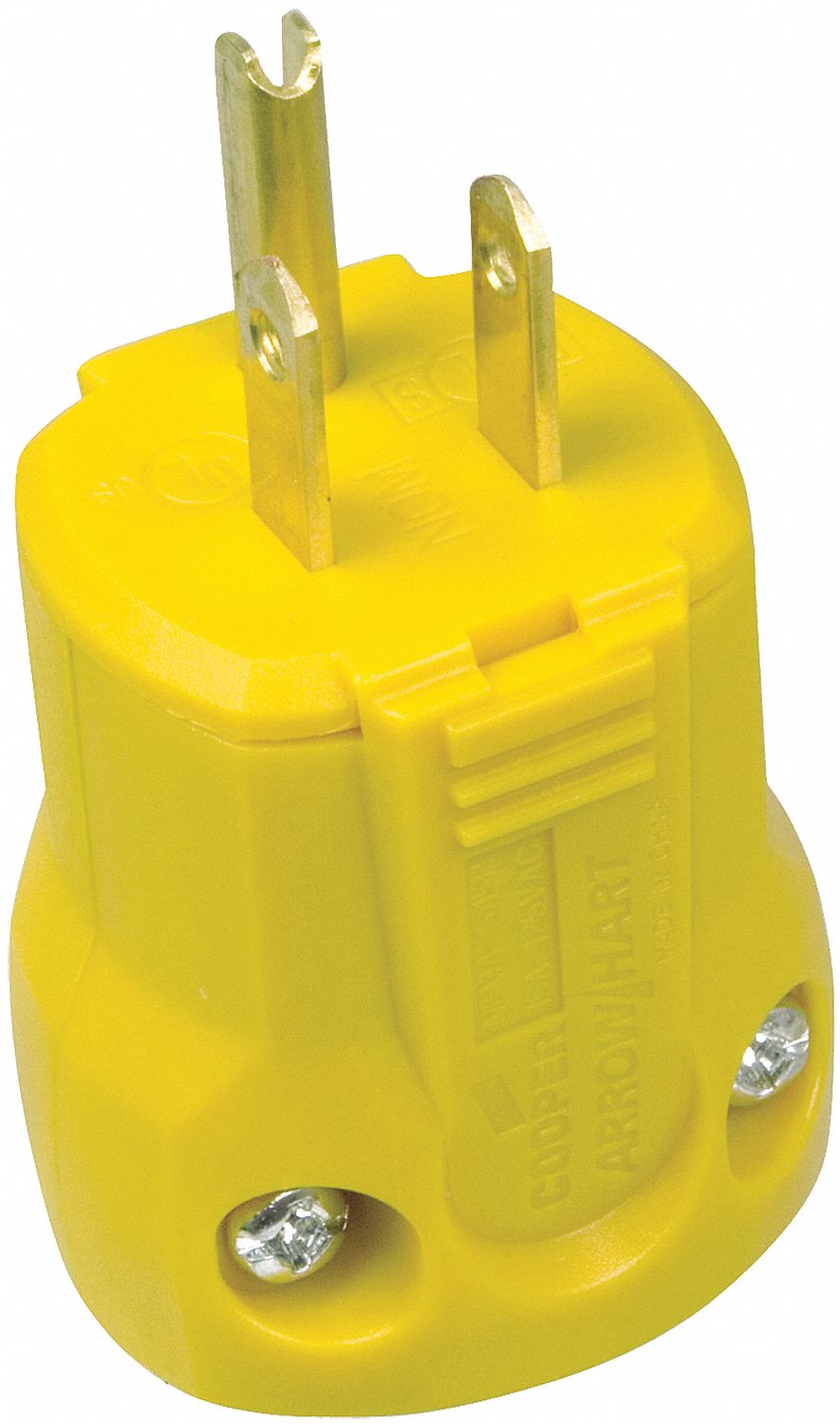 QUICK GRIP STRAIGHT BLADE PLUG, NEMA 5-15P, 15 A, 125 V, YLW, CORD SIZE 11/50 IN - 33/50 IN, VINYL