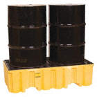 DRUM SPILL CONTAINMENT PALLET, FOR 2 DRUMS, 66 GAL CAPACITY, 4,000 LB LOAD CAPACITY