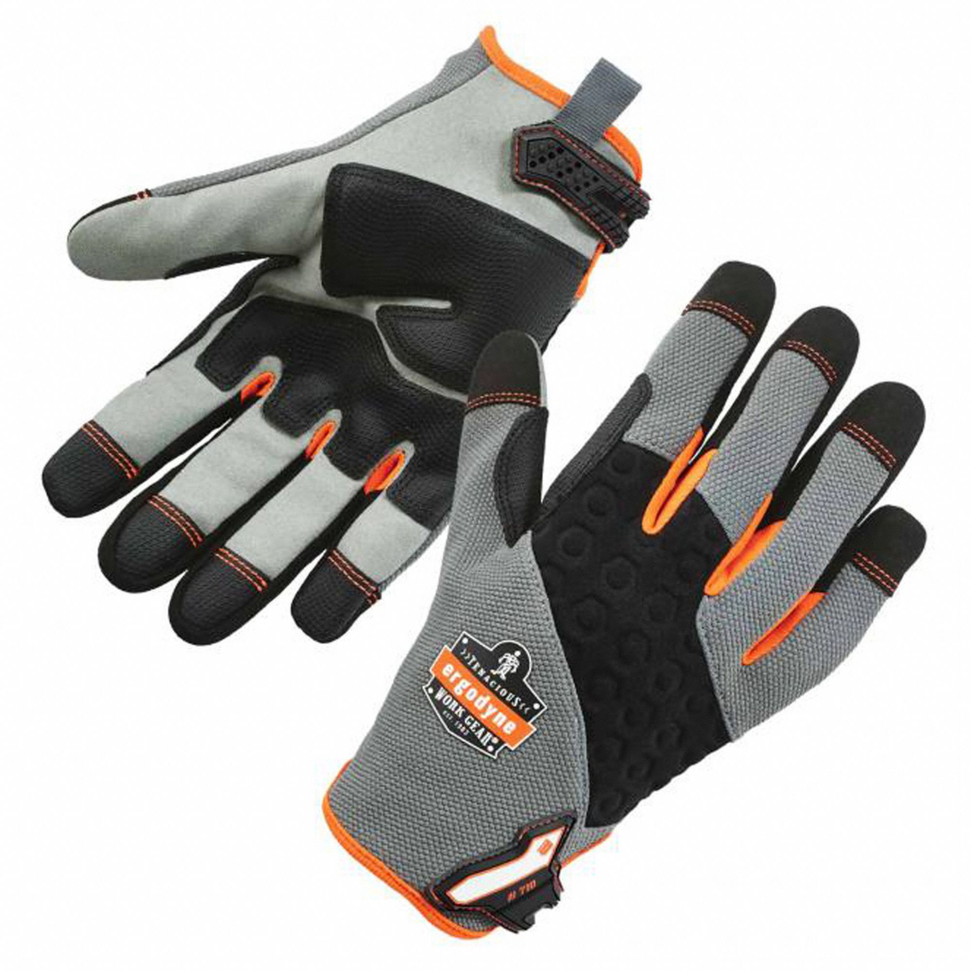 PROFLEX 710 HEAVY-DUTY MECHANICS GLOVES, L, 9, GRY, KNIT STRETCH CUFF, KNUCKLE PADDING