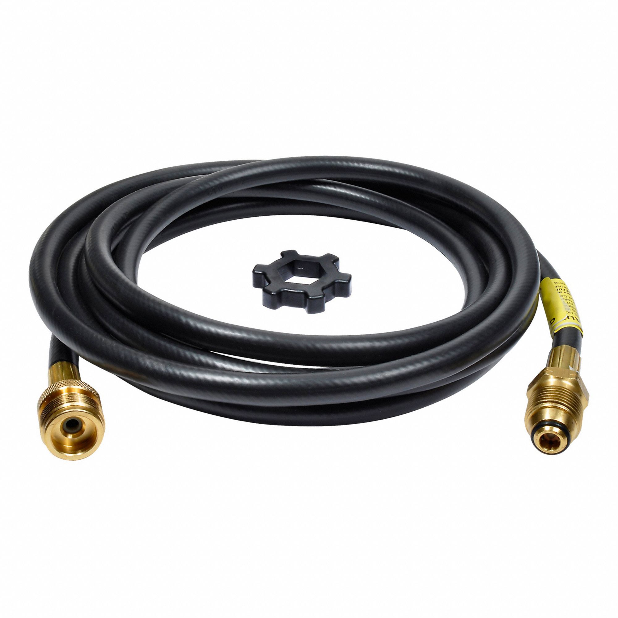 PROPANE HOSE, INCLUDES 1 IN SWIVEL TO 20 MALE THROWAWAY CYLINDER, 12 FT CABLE LENGTH, 12 FT L,