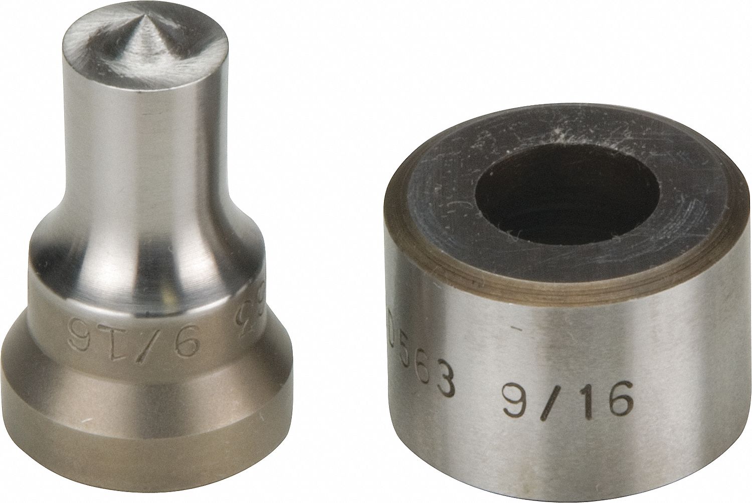 ENSEMBLE POINÇONS ET MATRICES, 0,50/0,50/0,56 PO LAMINÉ À FROID, TROU CERCLE, POUR POINÇONS HYDRAULIQUES