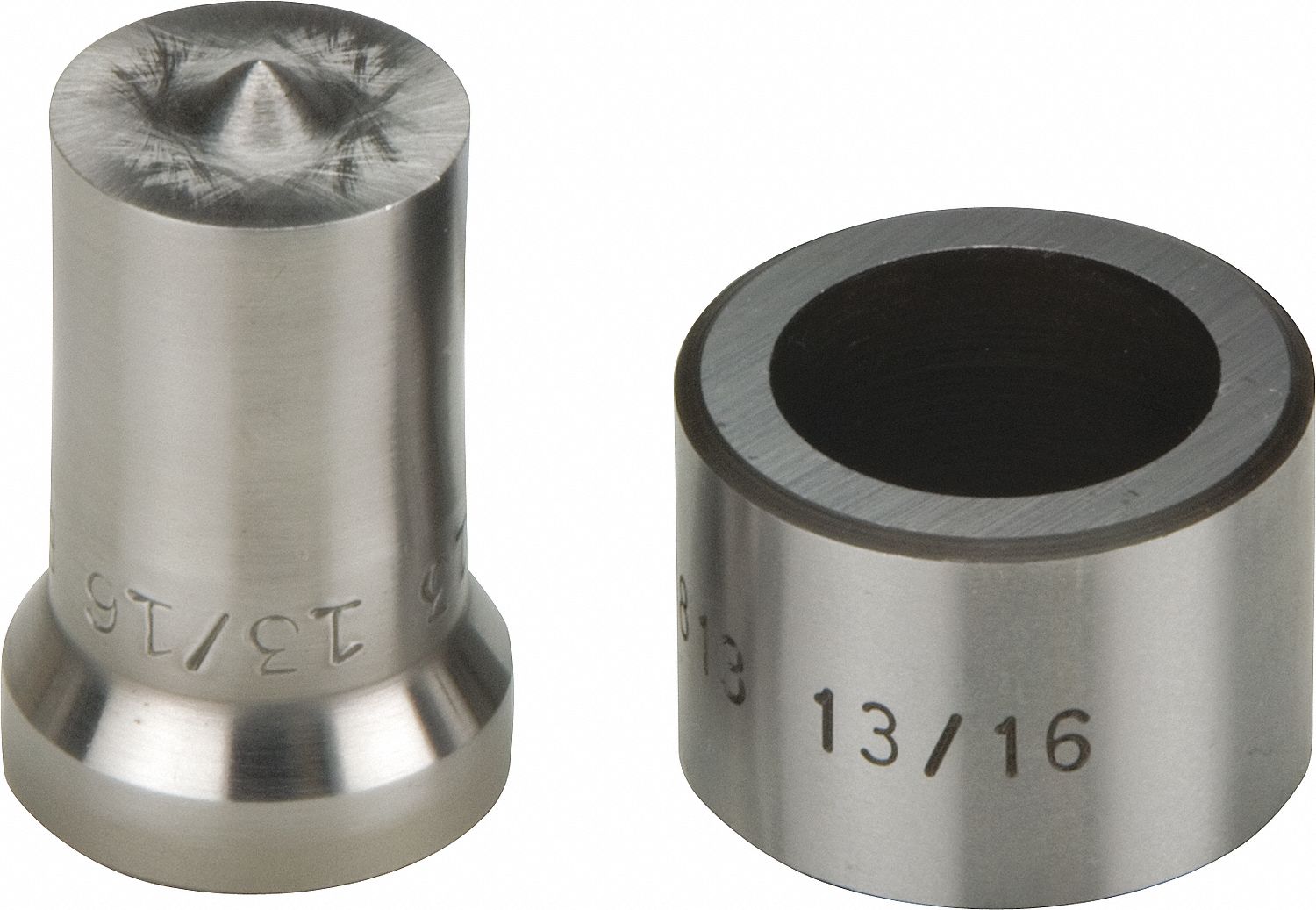 ENSEMBLE POINÇONS ET MATRICES, 0,50/0,50/0,81 PO LAMINÉS À FROID, TROU CERCLE, POUR POINÇONS HYDRAULIQUES