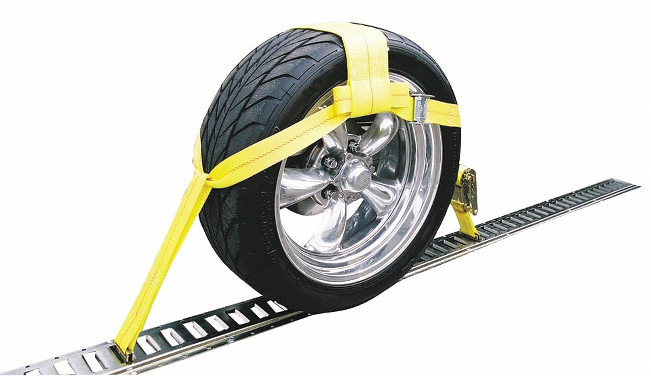 E-TRACK TIRE STRAP, ADJUSTABLE, 10 TO 29 IN ADJUSTMENT RANGE, 2 IN WIDTH, POLYESTER