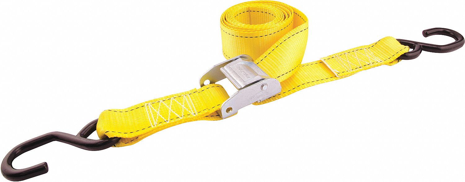 RATCHET STRAP, WIRE HOOKS, LOAD 4000 LB, YELLOW, 10 FT X 2 IN, POLYESTER/VINYL, PKG 2