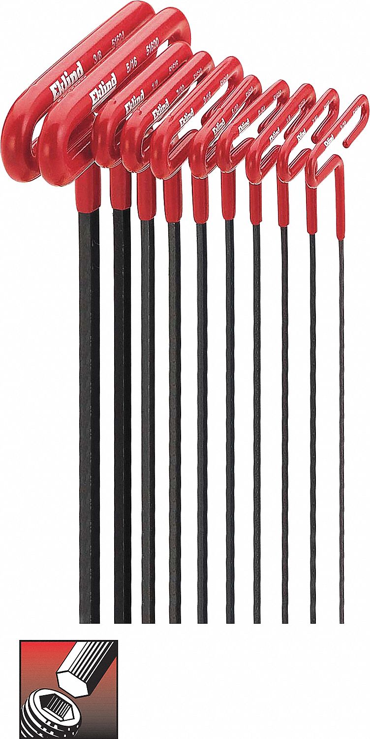 HEX KEY SET T-HNDL 9 IN 8PC CUSHION