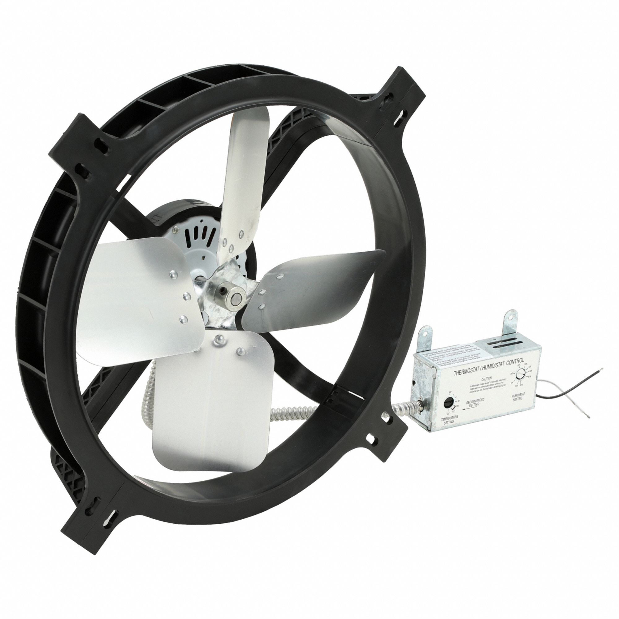 ATTIC EXHAUST FAN, GABLE MOUNT, ELECTRIC MOTOR, MAX 1,900 SQ FT ATTIC, 1,380 CFM MAX, PLASTIC