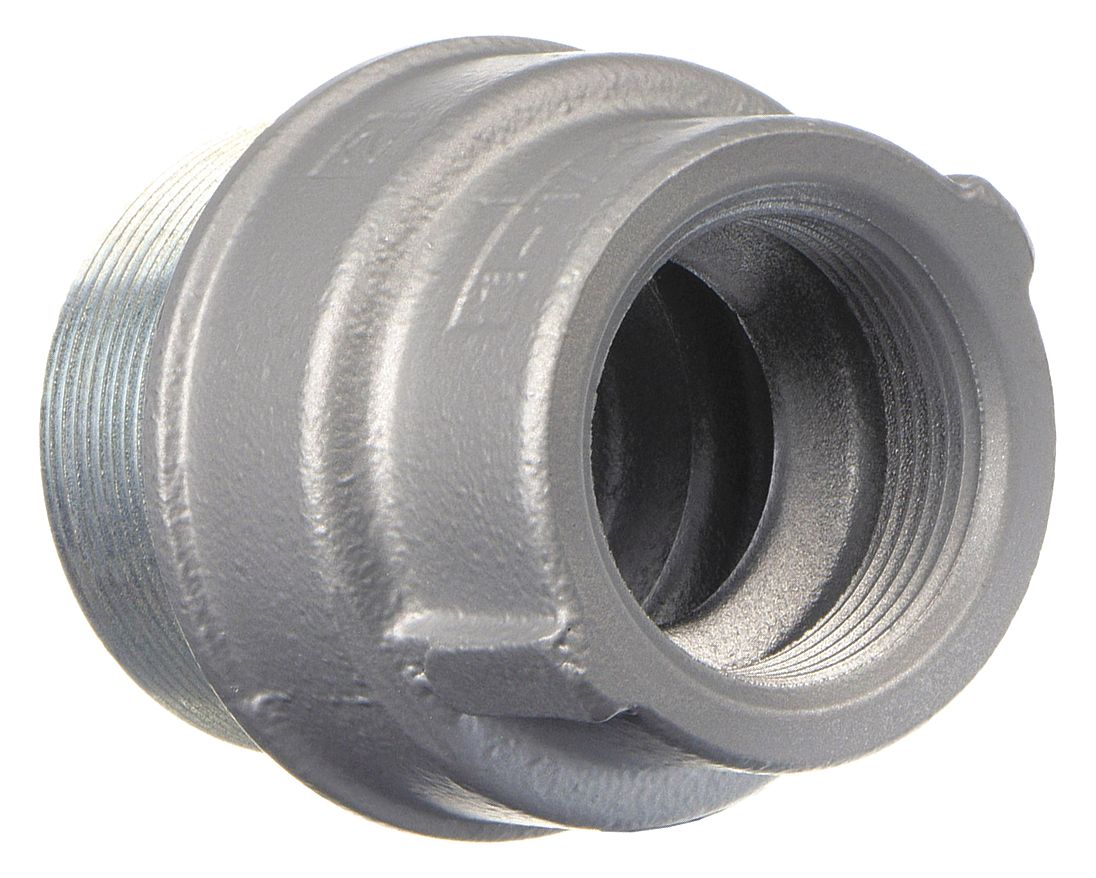 Sealing Hubs - Vertical: Iron, 1 1/4 in_2 in Trade Size, Male to Female, 3 1/8 in Overall Lg