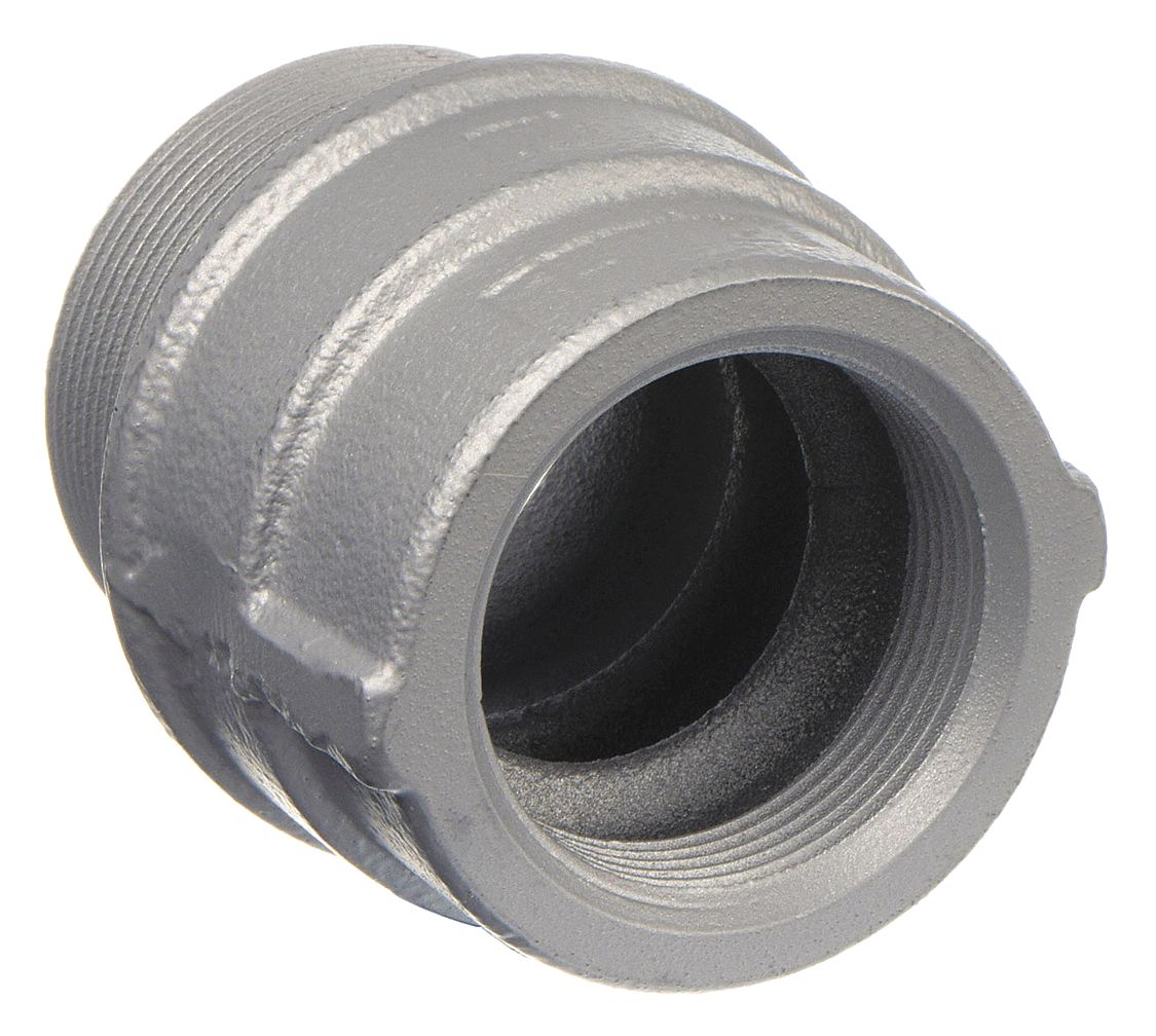 Sealing Hubs - Vertical: Iron, 1 1/2 in_2 in Trade Size, Male to Female, 3 1/8 in Overall Lg