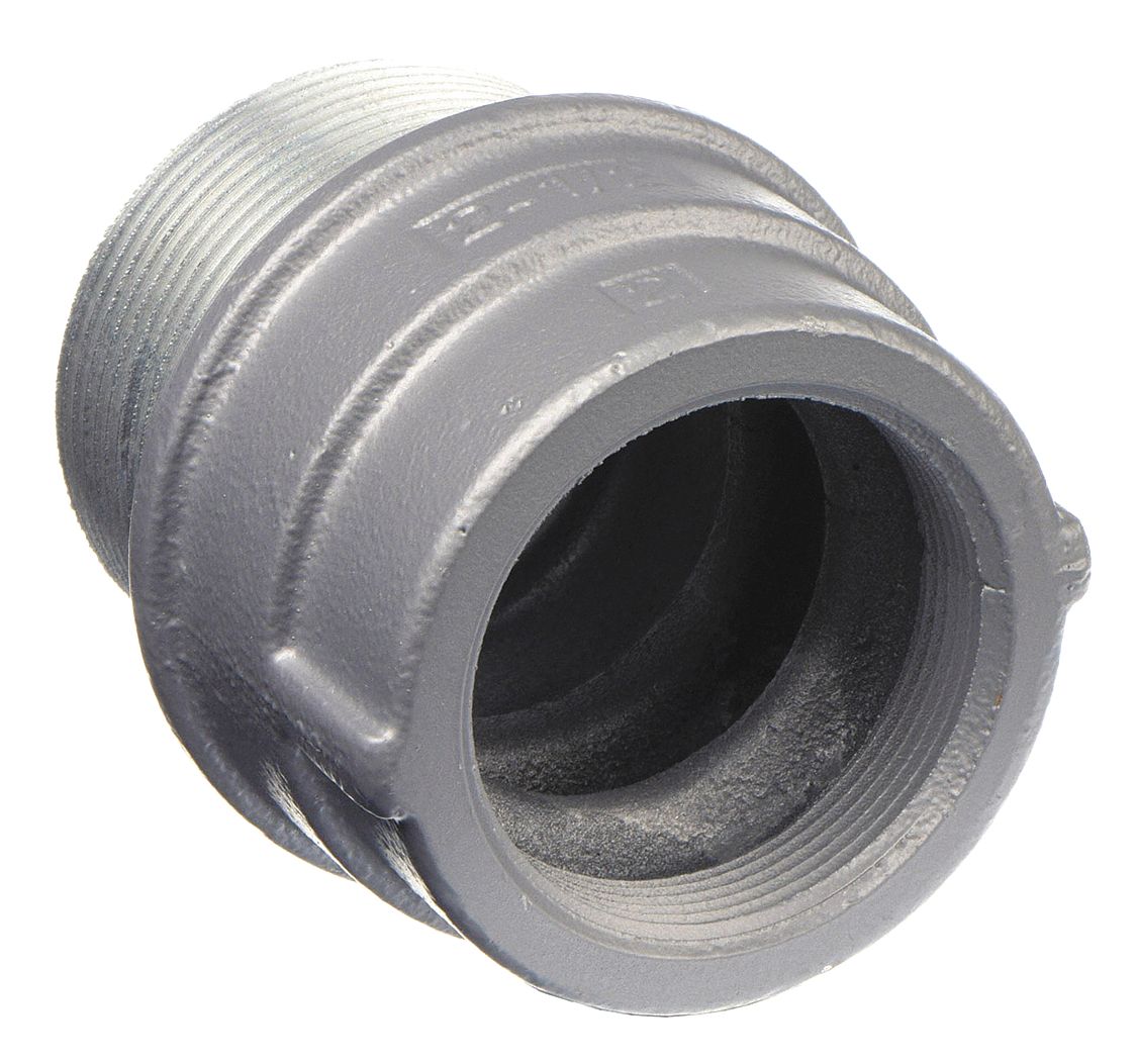 Sealing Hubs - Vertical: Iron, 2 in_2 1/2 in Trade Size, Male to Female, 3 13/16 in Overall Lg