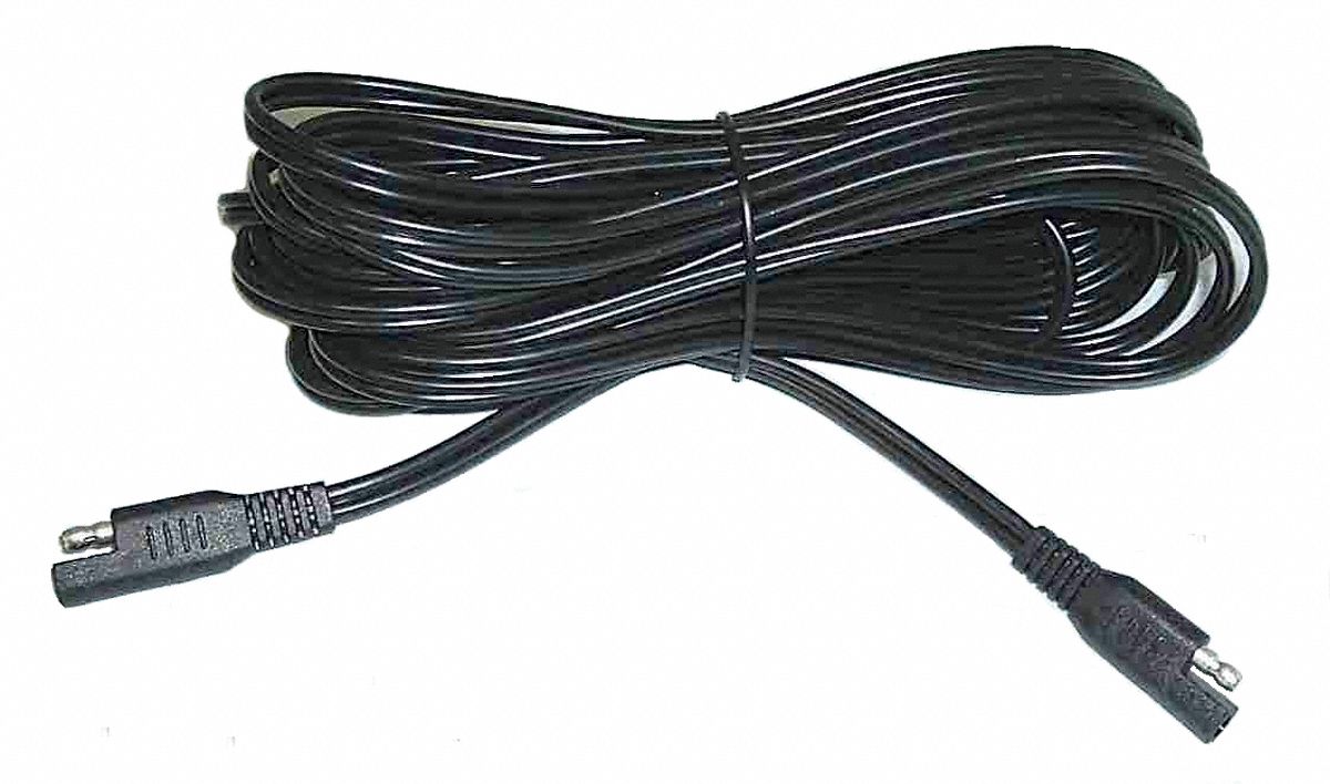 Extension Lead: Extension Cable, 16 ga Wire Size, 12.5 ft Overall Lg, Black, 15V