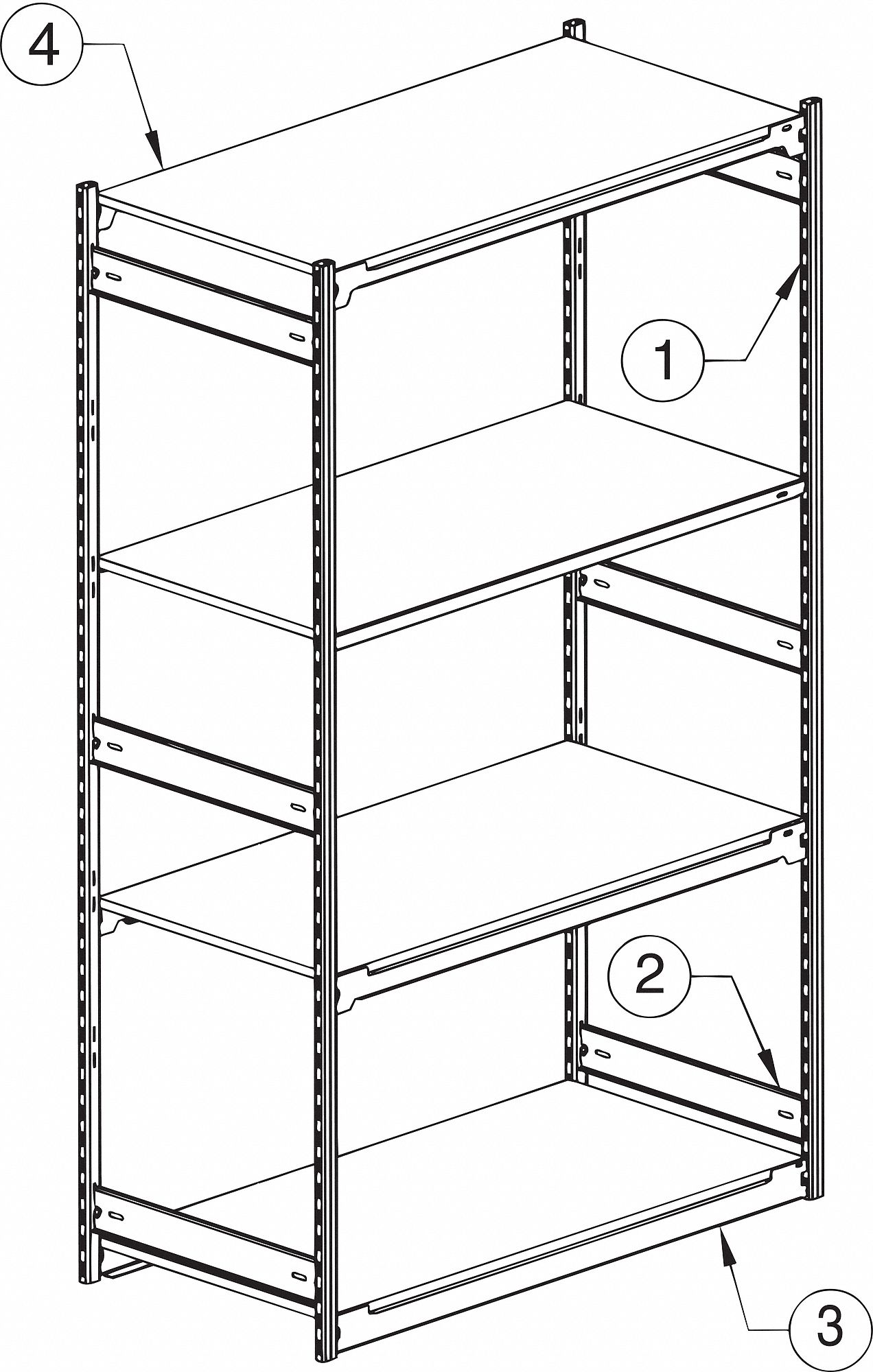 FRAME POST, TYPE 1, HEAVY-DUTY, 12 GAUGE, GREY, 2 IN ADJUSTMENTS, 60 IN L, BAKED ENAMEL FINISH