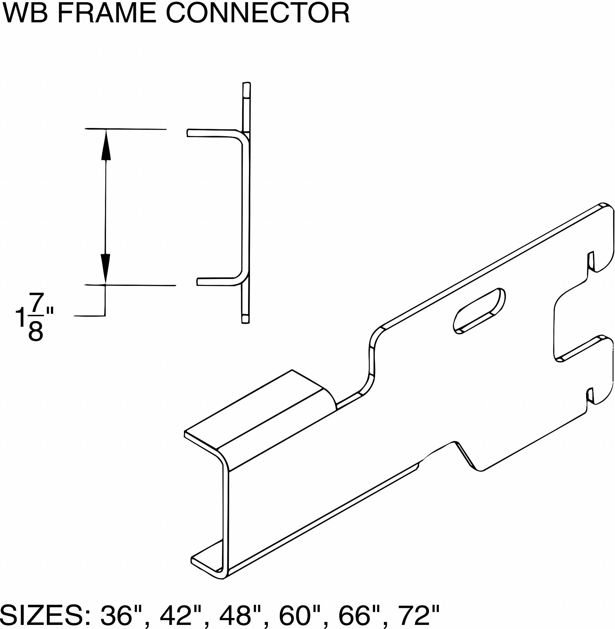 MODULAR SHELVING COMPONENT, TYPE 1 FRAME CONNECTOR, HEAVY-DUTY, WB, GREY, 36 IN, BAKED ENAMEL