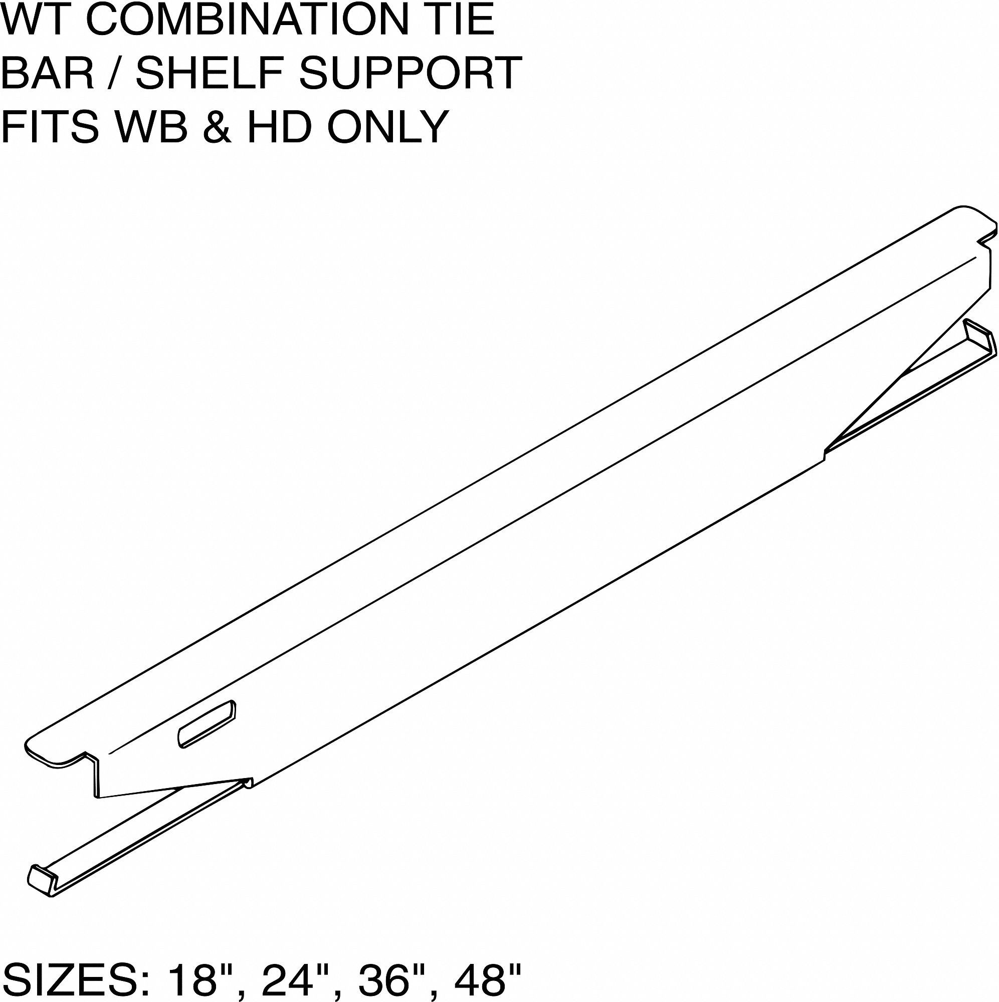 TIE BAR, COMBINATION, TYPE 1, GREY, 18 IN, BAKED ENAMEL FINISH