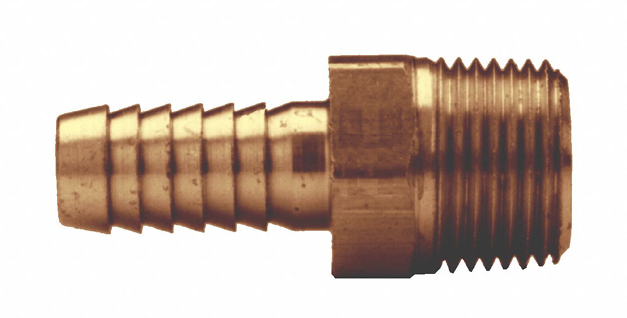 MALE PIPE FITTING, -40 °  TO 220 °  F, BARB X PIPE CONNECTION, 1/8 IN TO 1/8 IN