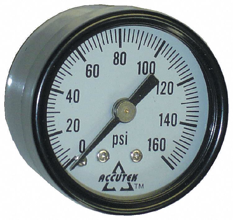 GAUGE CENTRE BACK MOUNT 0 TO 160 PSI