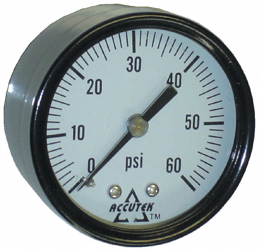 GAUGE CENTRE BACK MOUNT 0 TO 60 PSI