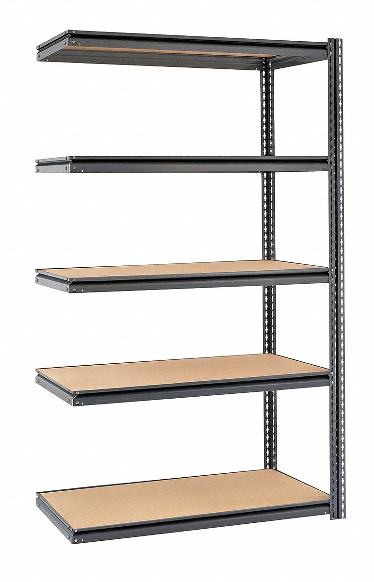 EDSAL Add-On Boltless Shelving with Particle Board Decking, 5 Shelves ...