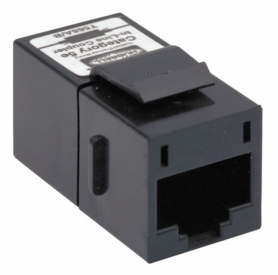 KEYSTONE JACK, COUPLER, 1 PORT, BLACK, 5E, COPPER, BLACK, SFC5EBK
