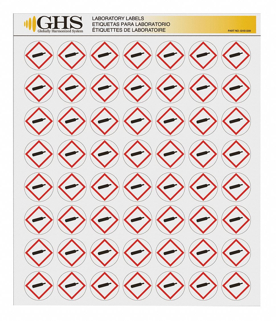 Gas Cylinder Pictogram, 1 in Ht, Label 10X339GHS1209 Grainger