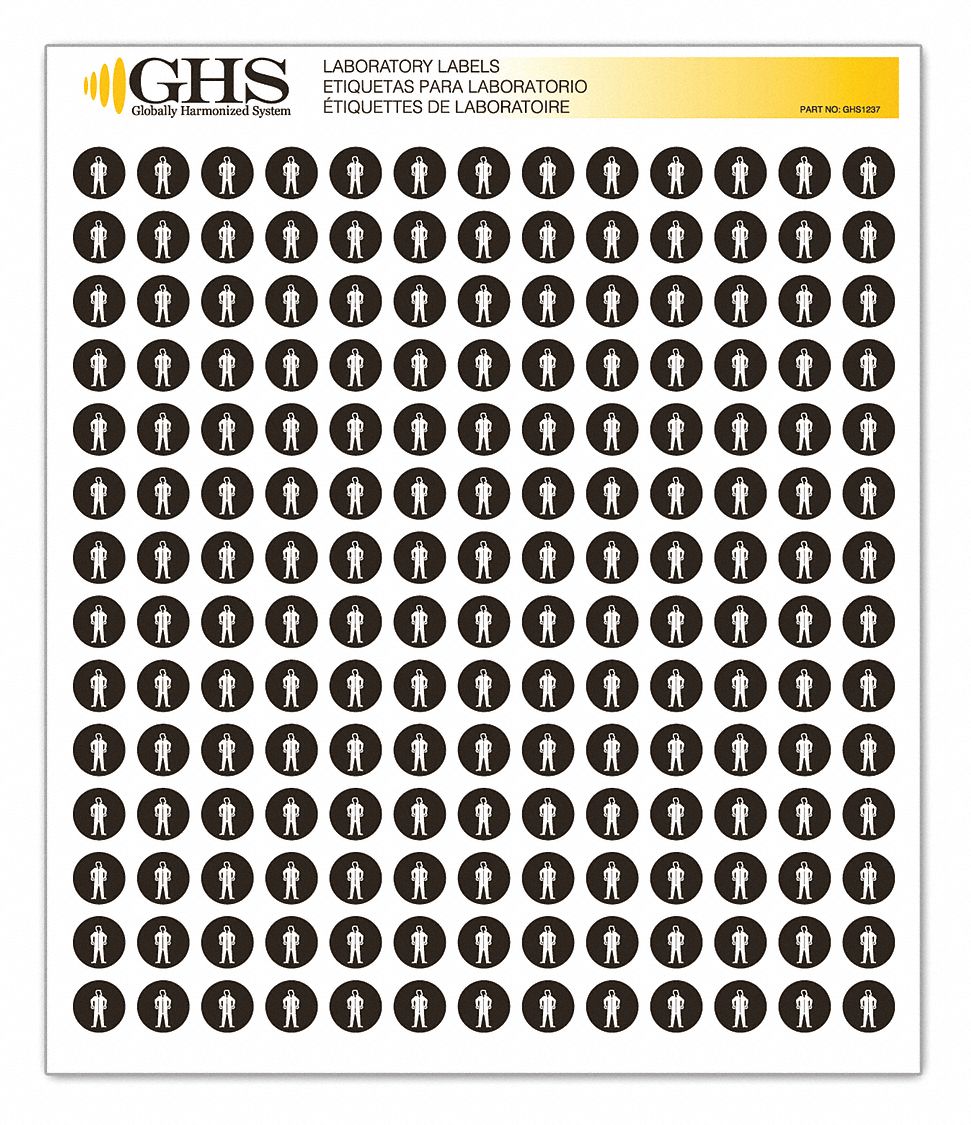 GHS Label: 1/2 in Ht, 1/2 in Wd, 0.0035 in Thick, English, GHS, Paper, 1, 820 PK