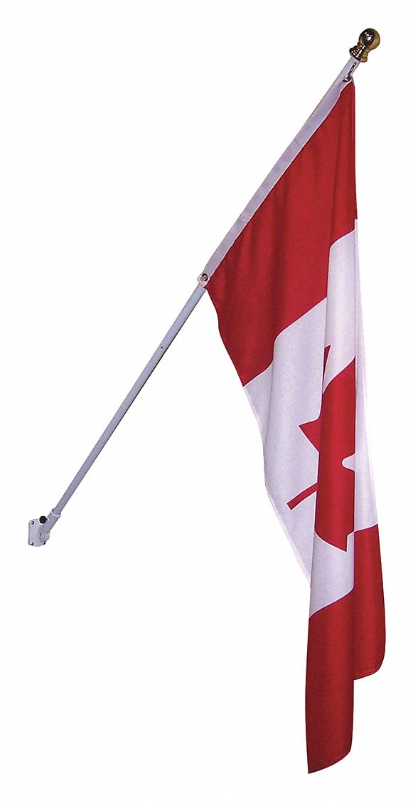 SPINNING POLE BRACKET W/ CANADIAN FLAG, WHITE/RED, 1 IN X 6FT