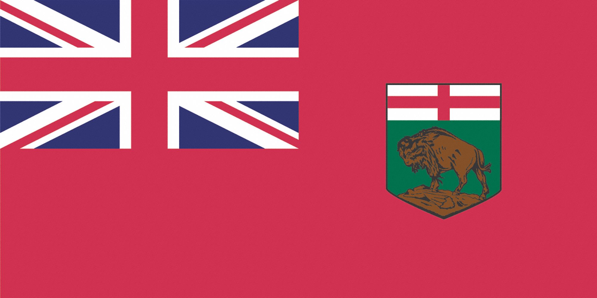 MANITOBA FLAG, HEADER W/ 2 GROMMETS, RED, 36IN X 72IN, DURAKNIT