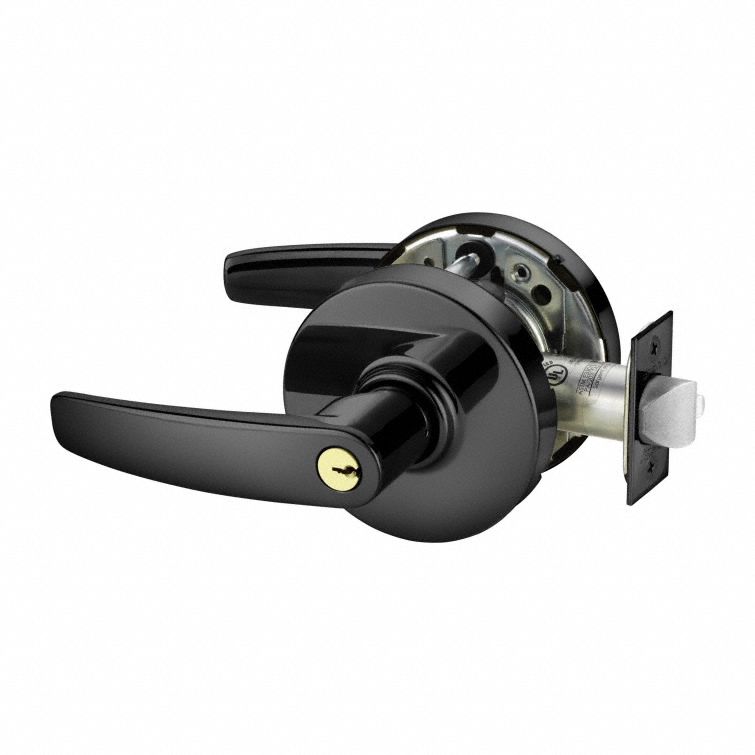 Door Lockset: Storeroom Lever Locksets, Black, ADA Compliant